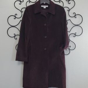 Knee length chocolate corduroy coat